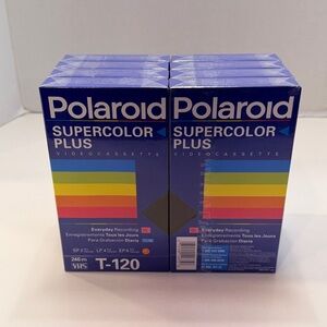 Lot of 8 Polaroid Supercolor Plus VHS T-120 Video Cassette Tape Blank Sealed